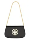 Tory Burch Black Leather Reva Clutch With Chain Strap In Black