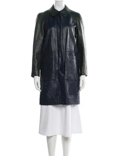 Pre-owned Tory Burch Coat In Blue