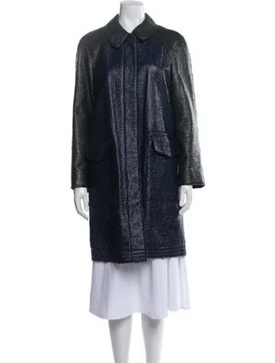Pre-owned Tory Burch Coat In Blue