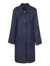 Tory Burch Jacquard Wool Coat With Monogram T In Blue