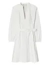 Tory Burch Collared Belted Shirt Dress In White