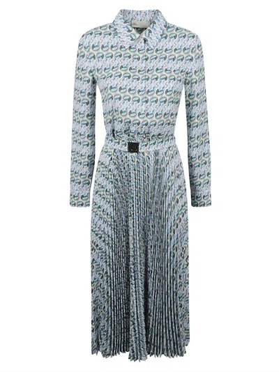 Tory Burch Collared Dress With Whimsical Swan Print In Blue