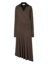 Tory Burch Brown Midi Dress With Contrast Collar In Brown