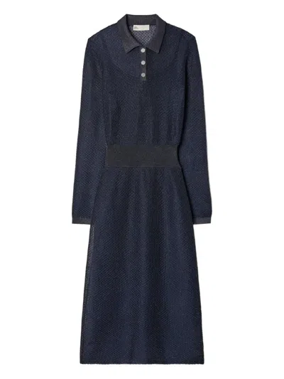 Tory Burch Collared Polo Midi Dress In Blue