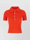 Tory Burch Collared Ribbed Texture Short Sleeves Polo Shirt In Orange