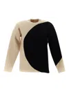 Tory Burch Colorblock Crewneck Sweater In White