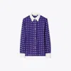Tory Burch Colorblock Jacquard Shirt In Ballpoint Ink Nothing Ditsy