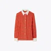 Tory Burch Colorblock Jacquard Shirt In Orange