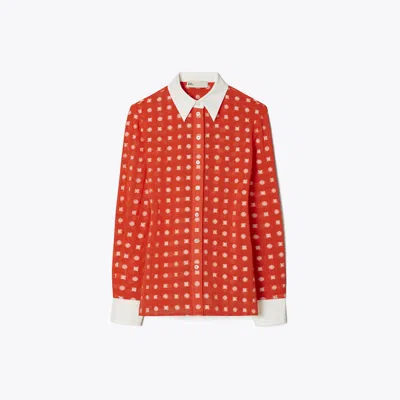 Tory Burch Colorblock Jacquard Shirt In Orange