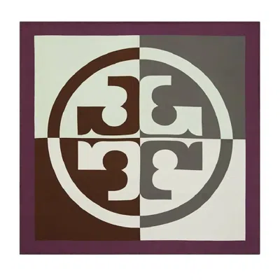 Tory Burch Colorblock Logo Print Scarf In Multi