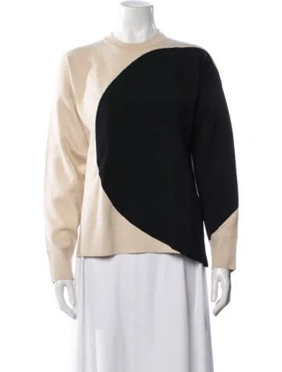 Pre-owned Tory Burch Colorblock Pattern Crew Neck Sweater In Black