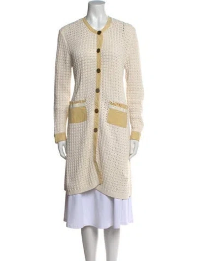 Pre-owned Tory Burch Colorblock Pattern Crew Neck Sweater In Neutral