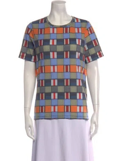 Pre-owned Tory Burch Colorblock Pattern Crew Neck T-shirt In Multicolor