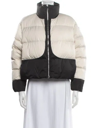 Pre-owned Tory Burch Colorblock Pattern Down Coat In Neutrals
