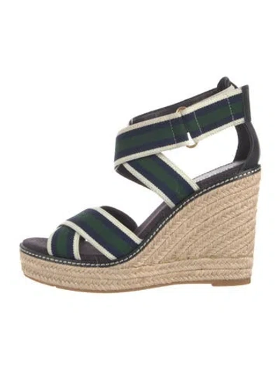 Pre-owned Tory Burch Colorblock Pattern Espadrilles In Blue