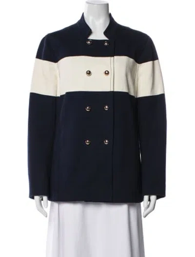 Pre-owned Tory Burch Colorblock Pattern Jacket In Blue