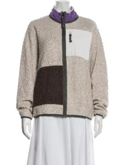 Pre-owned Tory Burch Colorblock Pattern Jacket In Green