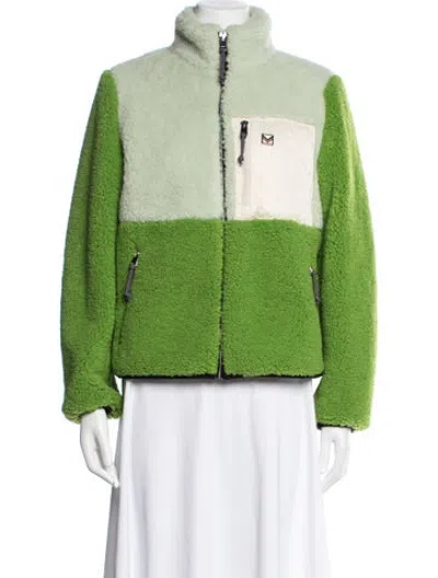 Pre-owned Tory Burch Colorblock Pattern Jacket In Green