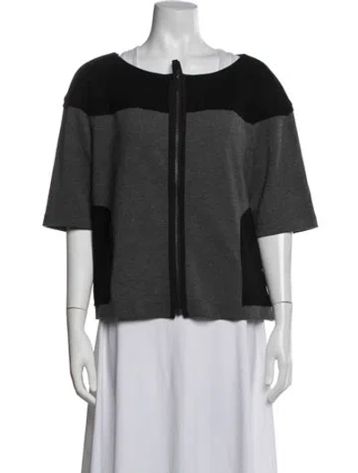 Pre-owned Tory Burch Colorblock Pattern Jacket In Grey