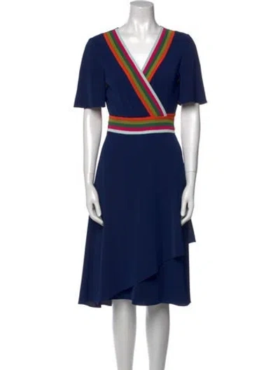 Pre-owned Tory Burch Colorblock Pattern Knee-length Dress In Blue