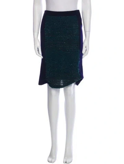 Pre-owned Tory Burch Colorblock Pattern Knee-length Skirt In Blue