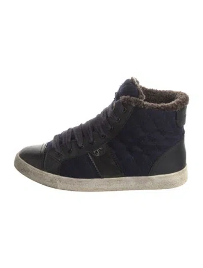 Pre-owned Tory Burch Colorblock Pattern Lace-up Boots In Blue