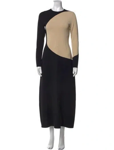 Pre-owned Tory Burch Colorblock Pattern Long Dress In Black