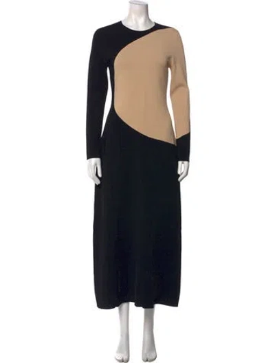 Pre-owned Tory Burch Colorblock Pattern Long Dress In Black