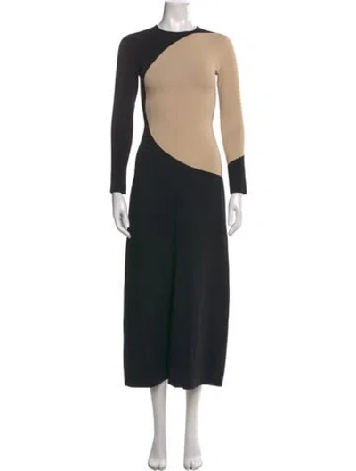 Pre-owned Tory Burch Colorblock Pattern Long Dress In Black