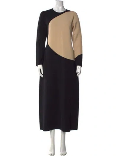 Pre-owned Tory Burch Colorblock Pattern Long Dress In Black