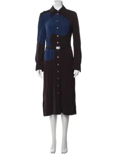 Pre-owned Tory Burch Colorblock Pattern Midi Length Dress In Purple