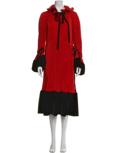 Pre-owned Tory Burch Colorblock Pattern Midi Length Dress W/ Tags In Red