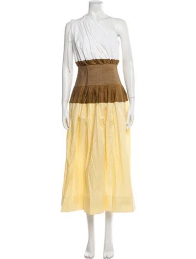 Pre-owned Tory Burch Colorblock Pattern Midi Length Dress In Yellow