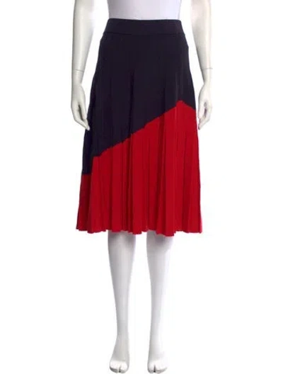 Pre-owned Tory Burch Colorblock Pattern Midi Length Skirt In Blue/red
