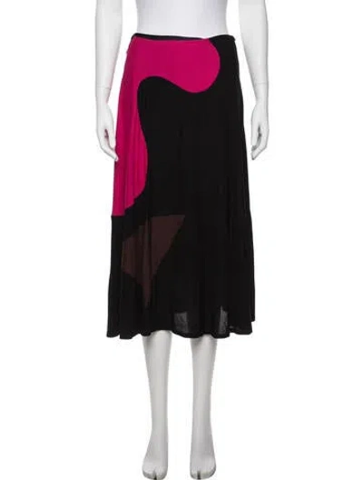 Pre-owned Tory Burch Colorblock Pattern Midi Length Skirt W/ Tags In Black
