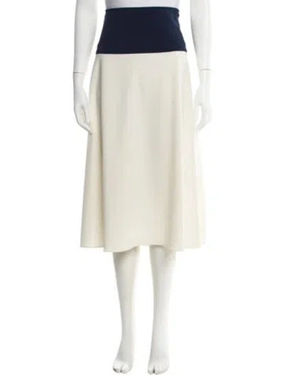 Pre-owned Tory Burch Colorblock Pattern Midi Length Skirt In White