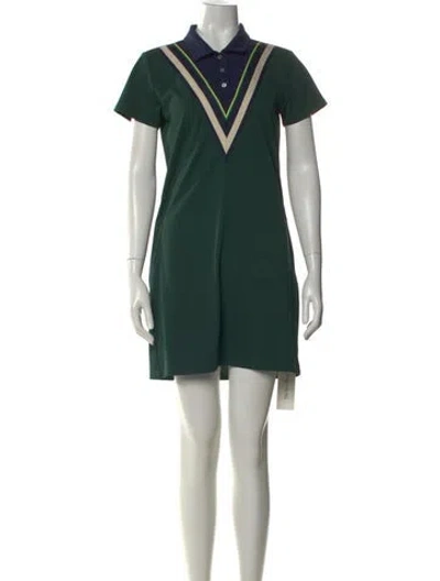 Pre-owned Tory Burch Colorblock Pattern Mini Dress In Green