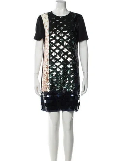 Pre-owned Tory Burch Colorblock Pattern Mini Dress In Multi