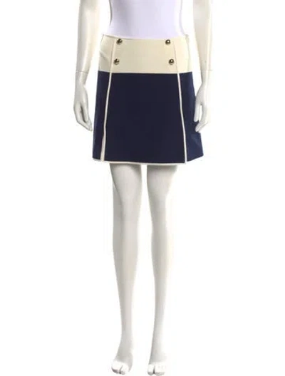 Pre-owned Tory Burch Colorblock Pattern Mini Skirt In Blue