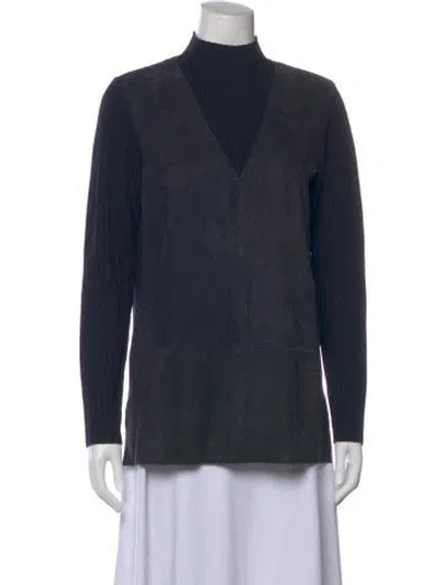 Pre-owned Tory Burch Colorblock Pattern Mock Neck Sweater In Blue