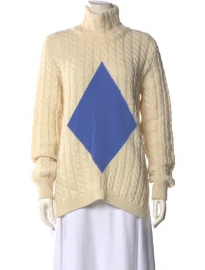 Pre-owned Tory Burch Colorblock Pattern Mock Neck Sweater In Neutral