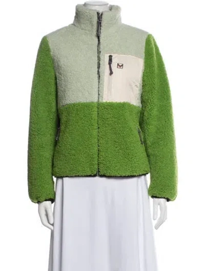 Pre-owned Tory Burch Colorblock Pattern Mock Neck Sweatshirt In Green