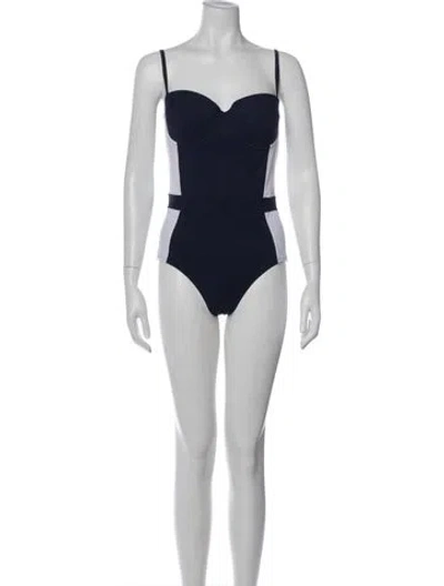 Pre-owned Tory Burch Colorblock Pattern One-piece In Blue