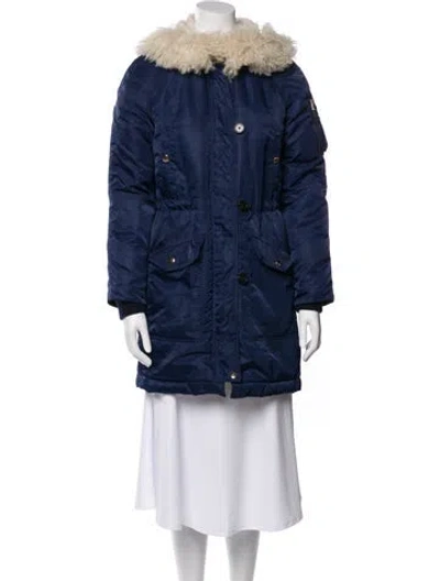 Pre-owned Tory Burch Colorblock Pattern Parka In Blue