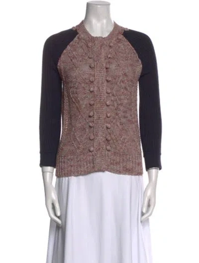Pre-owned Tory Burch Colorblock Pattern Scoop Neck Sweater In Red