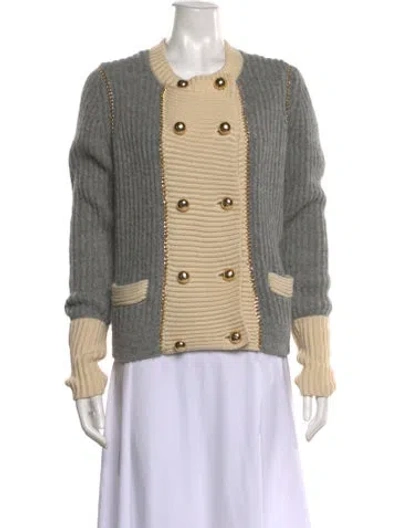 Pre-owned Tory Burch Colorblock Pattern Sweater In Gray