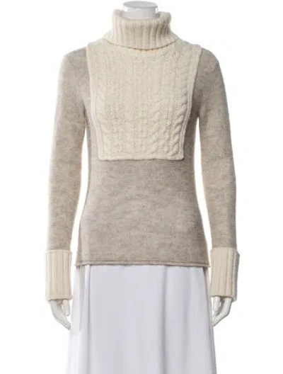 Pre-owned Tory Burch Colorblock Pattern Turtleneck Sweater In Neutral
