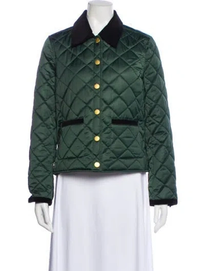 Pre-owned Tory Burch Colorblock Pattern Utility Jacket In Green