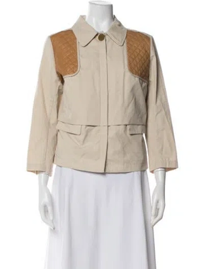 Pre-owned Tory Burch Colorblock Pattern Utility Jacket In Neutral