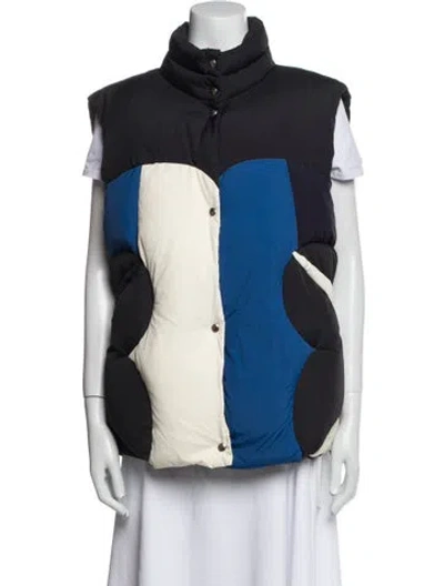 Pre-owned Tory Burch Colorblock Pattern Vest In Blue